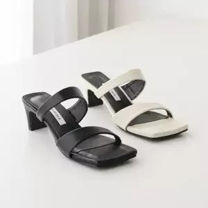 제작 각코 투 스트랩 미들굽 통굽 뮬 슬리퍼힐Y