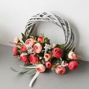 [골드스마일]피어나는 조화 1P 인테리어 장미 벽장식 레드 리스 집들이선물