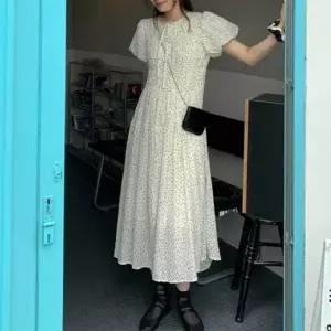 2컬러 썸머룩 잔잔한 도트 반팔 쉬폰 롱원피스