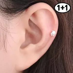 [미니아트][1+1] 플로스 14K 금침 로즈골드 데일리 큐빅 꽃 피어싱