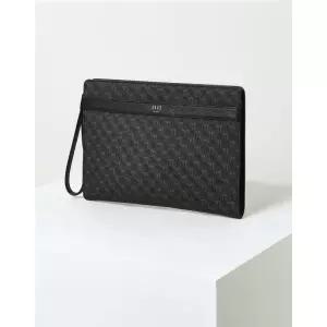 [롯데백화점]닥스 액세서리 [쇼핑백동봉]블랙 로고패턴 가죽 클러치백 DBBA3E034