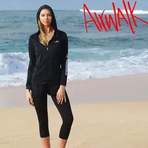 [NS홈쇼핑]에어워크서프 여성래쉬가드세트 집업+반바지레깅스 YAWe5216_BK+YAWe4110_BK..