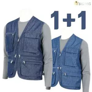 [하프클럽/더빅보스]유닉사계절청조끼1+1남성다용도작업접낚시현장건설빅사이즈단체복낚시퀵배달