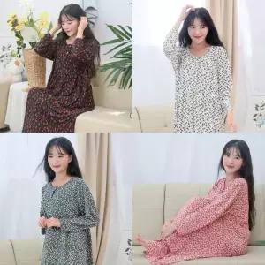 플라워 원피스잠옷 피치기모 홈웨어원피스 빅사이즈