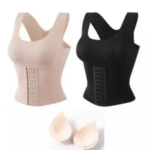 [오노마] ONM 가슴뽕 볼륨업 라인 패드 압박 보정 코르셋 속옷 나시 (S9999227)