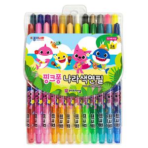 핑크퐁 상어가족나라 색연필 24색/ds-061276/돌돌이/샤프식