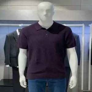 [트루젠]남성 와인 면혼방 짜임 카라 반팔 니트 티셔츠 비지니스 캐주얼 니트
