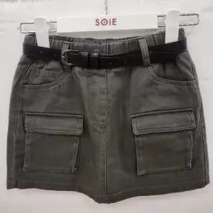 [소이] HC22 벨트장식카고스커트 여아 봄가을용 카키 면 스판 허리밴드 카고 스커 (S38129554)