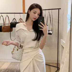 (핑크단독진행) 라엘 셔츠 랩 꼬임 롱 원피스 op15145