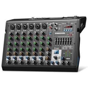 노래방 스트리밍 녹음을 위한 MP3 플레이어 오디오 믹서로 40kHz/24비트 블루투스 USB 랙 인터페이스를 갖춘 8채널 인터페이스 DJ 믹싱 사운드 보드 16개의 DSP 디지털 이펙트