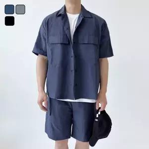 [하프클럽/]여름 남자 오픈카라 반팔 남방 반바지 세트 DJ-SETH-SACCSS1025M