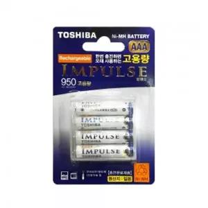 [Ni-MH 충전지]도시바 TOSHIBA 임펄스 TNH-4AH 4P AAA사이즈 포장 4개입 1.2V 950mAh
