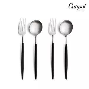 [큐티폴] 고아 블랙실버 디너 2인 4p세트(디너스푼2 디너포크2)