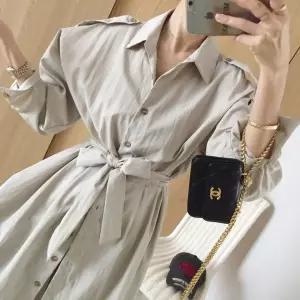 오브제 견장 카라 핀턱 A라인 벨트세트 하객룩 트렌치 셔츠원피스 (2color)