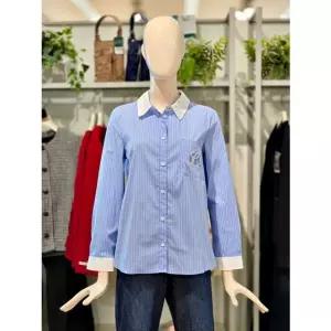 [갤러리아] 크로커다일레이디 스트라이프 포켓 자수 블라우스 CLESBL101