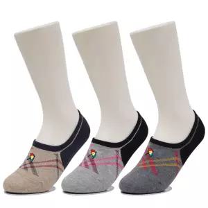 [아놀드파마]아놀드파마 미끄럼방지 벗겨짐최소화 여성용 사선 면덧신 3켤레 SL001