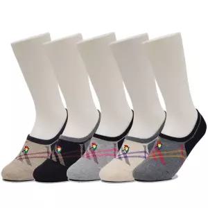 [아놀드파마]아놀드파마 미끄럼방지 벗겨짐최소화 여성용 사선 면덧신 5켤레 SL001