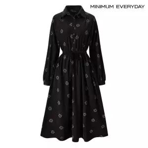 [롯데백화점]미니멈 [미니멈 에브리데이]눈꽃 자수 카라 스트링 롱 원피스 (EB4OW010D)