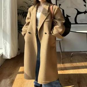 롱코트 여성 겨울 블랙 코트 발목 M 가을) (봄 그레이 모직