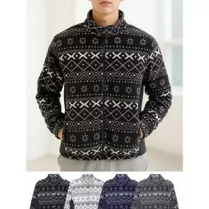 [이지바이] 스노우캐치 남성 눈꽃 패턴 기모 플리스 자켓 M4WJ17 _P349527061