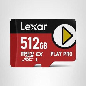 Lexar 512GB 플레이 PRO 마이크로SD 익스프레스 카드, UHS-I, C10, U3, V30, 풀 HD, 4K, 최대 900 /600 MB/s 메모리 호환 가능 /Nintendo-Switch 2, ASUS ROG 얼라이, 스팀 덱, 게이밍(LMSXPS0512G-BNNU)