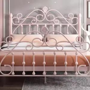 유럽풍 침대 프레임 흰색 철제 조립식 슈퍼싱글 침대틀
