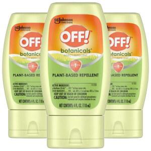 꺼짐! 식물성 방충 로션, 3팩, 식물성 벌레 및 모기 퇴치제, 4온스