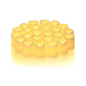 깜박이는 LED 아이보리 전자 양초, 불꽃 없는 티라이트 배터리로 작동되는 결혼식에 이상적,