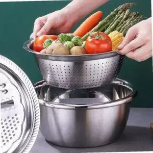 스텐 믹싱볼 3종 타공 채반과 채칼 샐러드 준비 용기