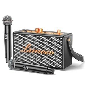 [미국배송] 성인용 노래방 기계 스피커용 무선 마이크 2대 휴대용 및 스피커 지원 홈 파티 피크닉 자동차 실내/빈티지 선물용 4채널 확장 기능 제공