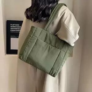 여성 퀼팅 패브릭 숄더 데일리 에코백 (WFK5NNA)