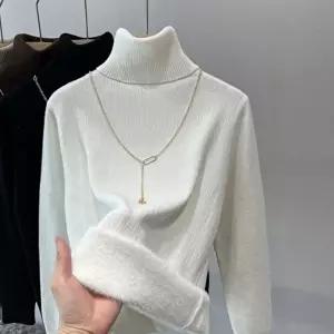 여성 3컬러 가을 겨울 이너 기모 목폴라 니트 티셔츠 (KYR-WFFPQYJ)