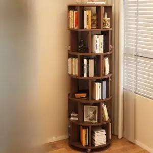 조립식 전면 원형 360도 회전 책꽂이 6겹 북타워 회전 책장 선반 학원 도서관