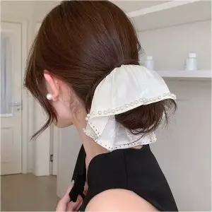 여자 곱창밴드 대형 진주 쉬폰 머리끈 헤어 악세서리 (WFK91FC)