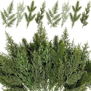 [미국배송] 40개의 인공 소나무 가지 모듬 가짜 줄기 시더 잎 바늘 플라스틱 크리스마스 그리너리 선택 화환 갈랜드 DIY 액세서리 홈 데코 (40 그린)