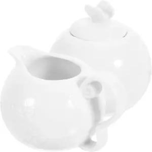 후노모키아 세라믹 찻주전자 세트 슈가 병 뚜껑 숟가락 포함 커피 티 용기 다용도 가정용 주전자