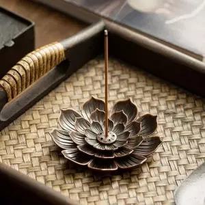 스틱향받침대 연꽃인센스홀더 생일선물 스틱 꽂이 금속향받침대 연꽃