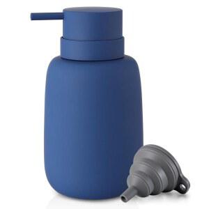 블루 비누 디스펜서 욕실, 세라믹 로션 펌프 주방용 식기 디스펜서, 욕실용 리필 가능한 액체 핸드워시 디스펜서(고무 페인트) 16온스