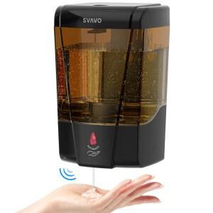 SVAVO 자동 비누 디스펜서 핸드 벽걸이 600m/21fl.oz, 사무실 가정용 주방 욕실 호텔 레스토랑 광고용 터치리스 전기 센서 펌프 배터리 작동