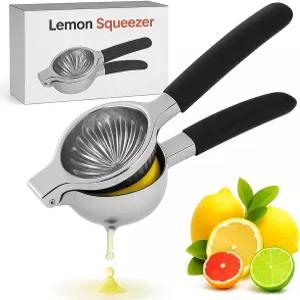 우브라이트 레몬 압착기 스테인리스 스틸 착즙기 라임 미끄럼 방지 실리콘 손잡이가 있는 수동 시트러스