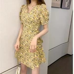 바캉스원피스 쉬폰원피스 A라인스커트 랩 휴가룩 미니 여름원피스 미니원피스