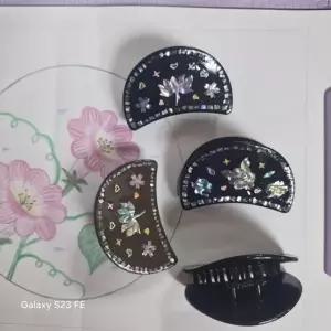 천연 자개 헤어핀 귀여운 한복 반달 머리핀 (WFKAW58)