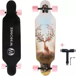 WHOME 롱보드 스케이트보드 - 성인/ 청소년/ 초보자/소년 프로 크루저 댄스 및 T-툴 포함 31인치 소형