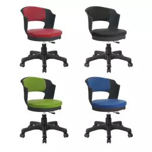 높낮이조절 인조가죽 원형 등받이 작업 의자 연구실 제도용 실험실 병원