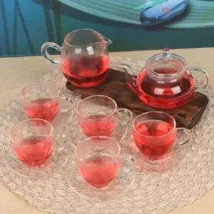 손잡이잔 5인 유리 다기세트 주전자 250ml 유리다기 유리다기세트 다기세트 유리찻잔 다도잔 유리티포트