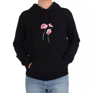 [하프클럽/]후드티 꽃 분홍꽃 수련화 녹색줄기 노란봉우리 꽃집그림 다양한