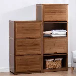 낮은 이불장 안방장 2문 3개 보관함 이불 조립식 펜션 70cm 전대나무 3층 슬라