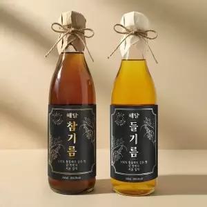 비바데이 해달 저온압착 참기름 350ml+들기름350ml 벌크 (WFKBSON)