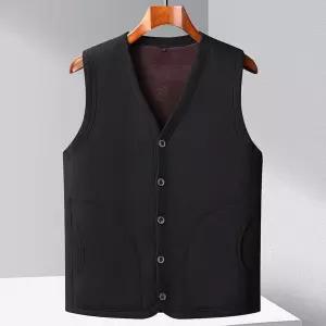 엘럽남자 조끼 기모 솔리드 워머 겨울 싱글 민소매 중장년 두툼한 원템4