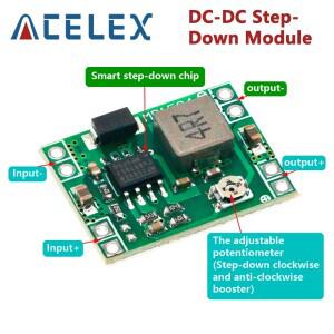 스몰 사이즈 DC-DC 스텝 다운 전원 공급 장치 모듈 MP1584EN 3A 조절식 벅 컨버터 Arduino 대체 LM2596